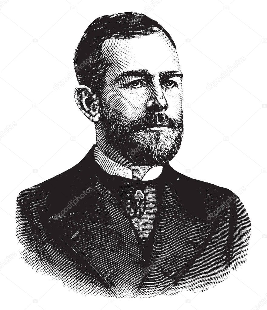General James A. Beaver, 1837-1914, he was an attorney, politician and 20th governor of Pennsylvania from 1887 to 1891, vintage line drawing or engraving illustration