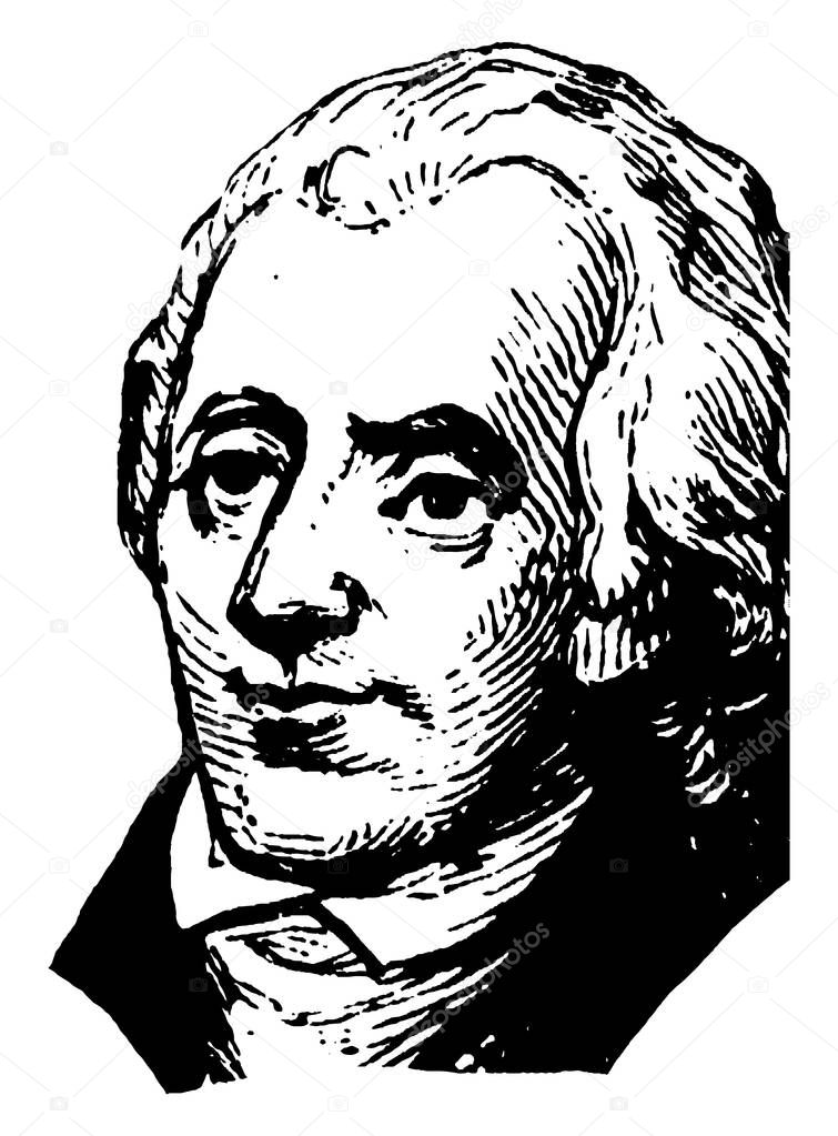 Richard Henry Lee, 1732-1794, he was an American statesman from Virginia, famous for the motion in the second continental congress, vintage line drawing or engraving illustration