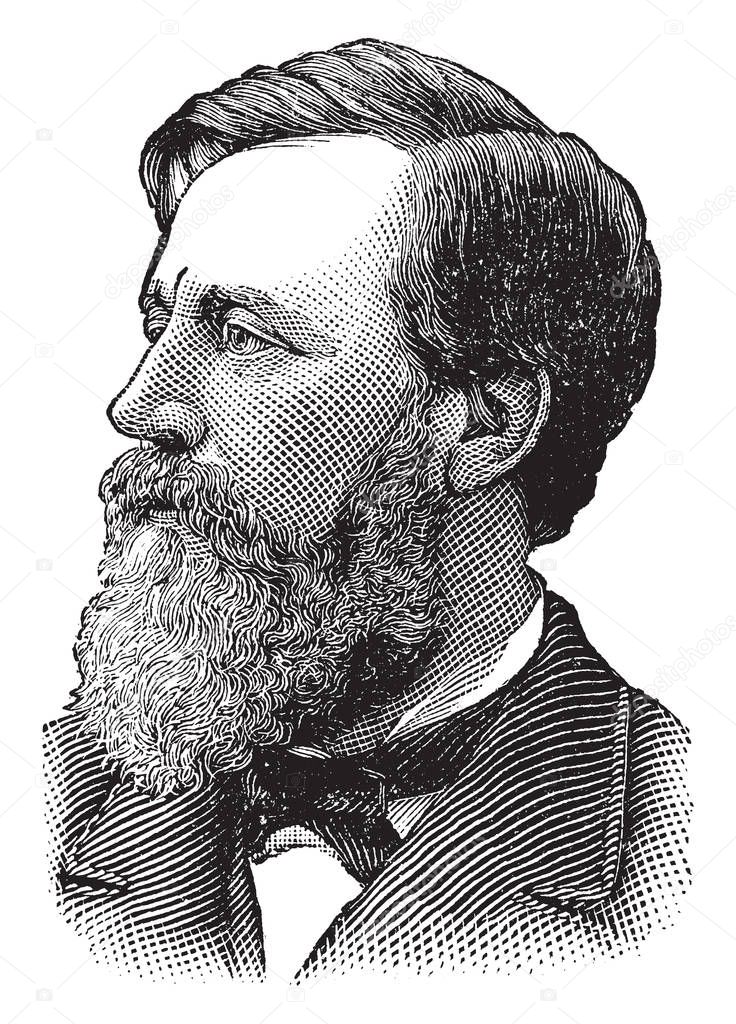 Henry W. Blair, 1834-1920, he was an American politician and United States representative and senator from New Hampshire, vintage line drawing or engraving illustration
