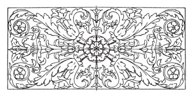 Bir daha özgür palmet tasarım, vintage çizgi çizme veya oyma illüstrasyon Roma dikdörtgen paneli vardır.