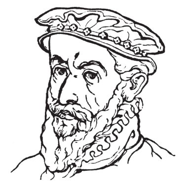 16. yüzyıl düz kapak olan Rönesans kostüm, vintage çizgi çizme veya oyma illüstrasyon.