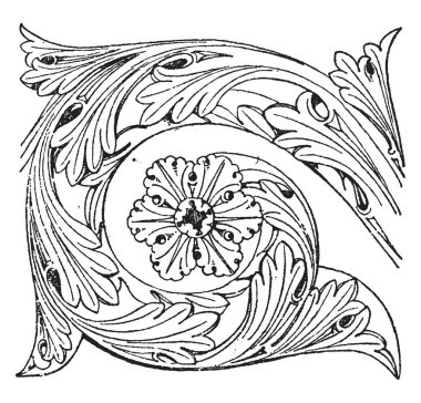 Romanesk friz bu resim, çizim için vintage veya oyma illüstrasyon antika model var.