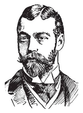 Duke of Cornwall ve York, George V, 1865-1936, Birleşik Krallık ve İngiliz sömürgeleri kralı ve Hindistan İmparatoru, vintage satır çizim veya illüstrasyon oyma