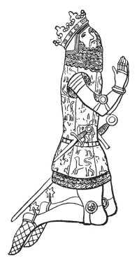 Edward III, 1312-1377, o 1377, askeri başarısı ve Kraliyet yetkilisi, vintage çizgi çizme veya oyma illüstrasyon geri 1327 İngiltere kral oldu