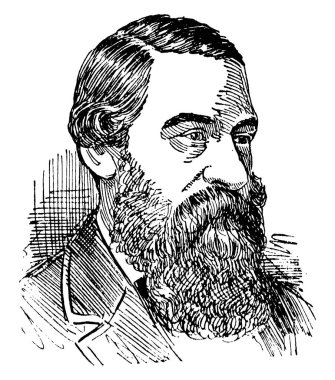 Efendim Samuel beyaz Baker, 1821-1893, o bir memur, kölelik karşıtı ve üst Nil araştırdı ve Gölü albert, vintage çizgi çizme veya oyma illüstrasyon keşfedilen bir İngiliz kâşiftir