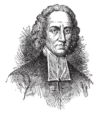Jonathan Edwards, 1703-1758, o bir Amerikan revivalist vaiz, filozof ve Congregationalist Protestan ilahiyatçı, vintage çizgi çizme veya oyma illüstrasyon yapıldı.