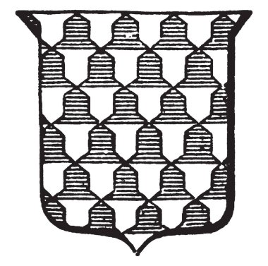 Vair desen kalkan, vintage çizgi çizme veya oyma illüstrasyon.