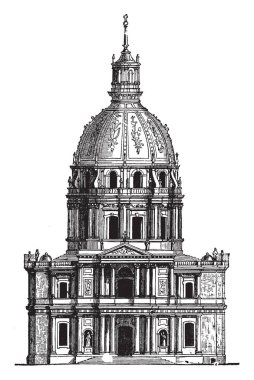 Müze ve anıtlarının, tüm Fransa, askeri tarihi ile ilgili içeren Invalides Paris, burası bir hastane, savaş gazileri, vintage çizgi çizme veya illüstrasyon oyma için bir emeklilik ev.