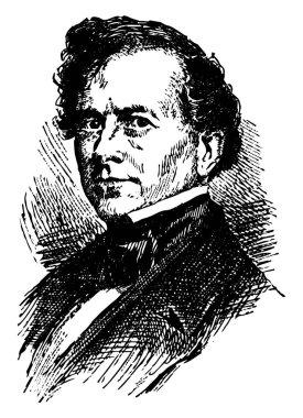Franklin Pierce, 1804-1869, o Amerika Birleşik Devletleri'ne 1853 dan 1857, Amerika Birleşik Devletleri Senatör ve temsilcisi New Hampshire, vintage çizgi çizme veya oyma illüstrasyon ondördüncü başkanı oldu