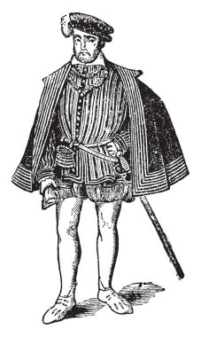 Henry II, 1519-1559, o bir hükümdar House Valois ve papaz 1547 Fransa'nın 1559, vintage çizgi çizme veya oyma illüstrasyon yapıldı.