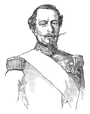Fransa Napoleon III, 1808-1873, 1852 1848 Fransa Başkan ve İmparator için 1870 Fransız'dan 1852, vintage çizgi çizme veya oyma illüstrasyon biriydi