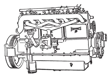 Bir otomobil adım 08 bina yağ pompası ve dolgu aşağı göle çalışır ve altyapıyı biraz zaman, vintage çizgi çizme veya oyma illüstrasyon kadar pompalanır.