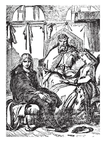 Гамлет Мать Сцена Показывает Короля Сидящего Кресле Королеву Мальчика Сидящих — стоковый вектор