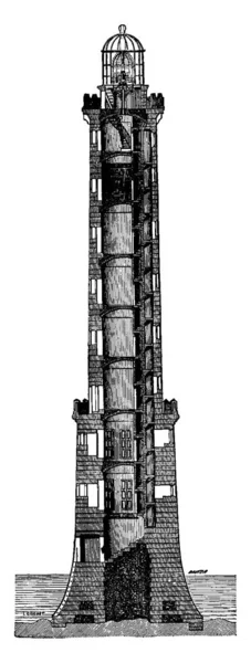 Section Vaisseau Amiral Heaux Brehat Illustration Gravée Vintage Encyclopédie Industrielle — Image vectorielle