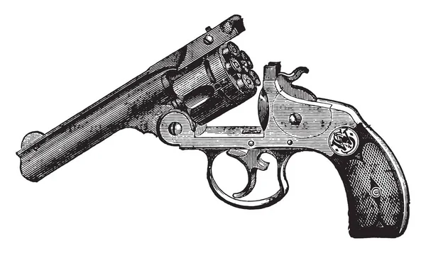 Smith Wesson Revólver Ilustración Grabada Vintage Enciclopedia Industrial Lami 1875 — Vector de stock