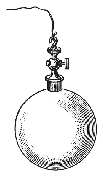 Une Fiole Adaptée Pompage Air Intérieur Dessin Ligne Vintage Illustration — Image vectorielle