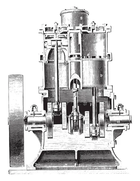 Westinghouse Motor Mistrovství Válců Vintage Ryté Ilustrace Průmyslové Encyklopedii Lami — Stockový vektor