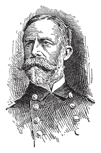 海军少将威廉 桑普森 1840 1902年 他是美国海军海军少将 复古线画或雕刻插图 — 图库矢量图片