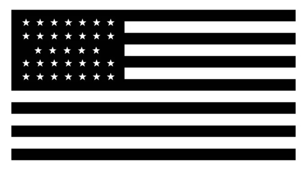 星のアメリカ合衆国の国旗 1859 このフラグは 旗の左上隅で白と青の四角形とを交互に赤の横縞 白い四角形 ビンテージの線描画や彫刻イラスト内の 先の尖った星 — ストックベクタ