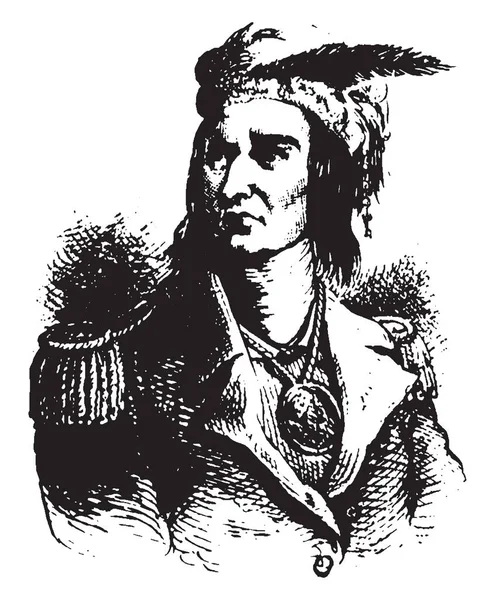 Tecumseh 1768 1813 Était Guerrier Shawnee Amérindien Chef Shawnee Dessin — Image vectorielle