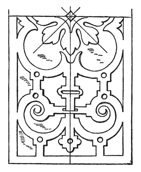 文艺复兴时期的长方形面板是在德国圣迈克教堂的设计 复古线条绘画或雕刻插图 — 图库矢量图片