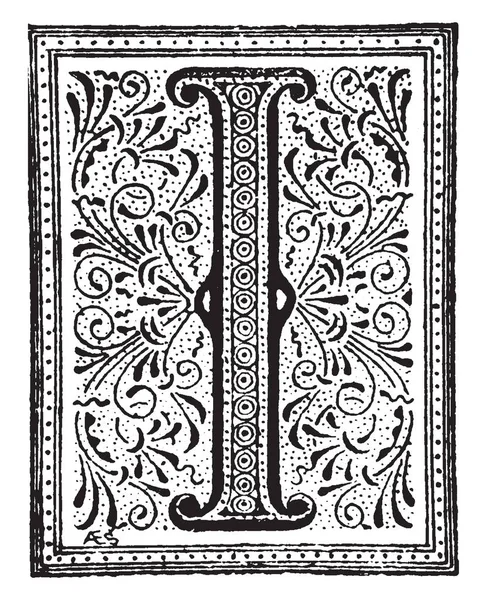 Ein Ornamentaler Und Dekorativer Buchstabe Vintage Linienzeichnung Oder Gravierillustration — Stockvektor