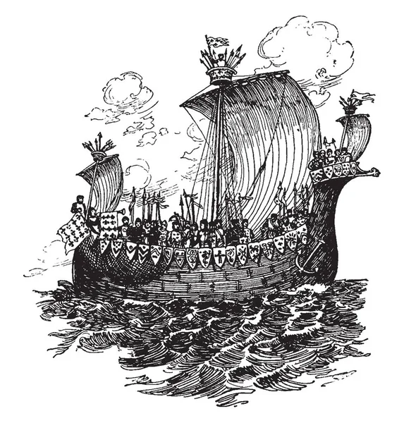 Guillaume Conquérant Dans Lequel Guillaume Conquérant Traversé Canal 1066 Dessin — Image vectorielle