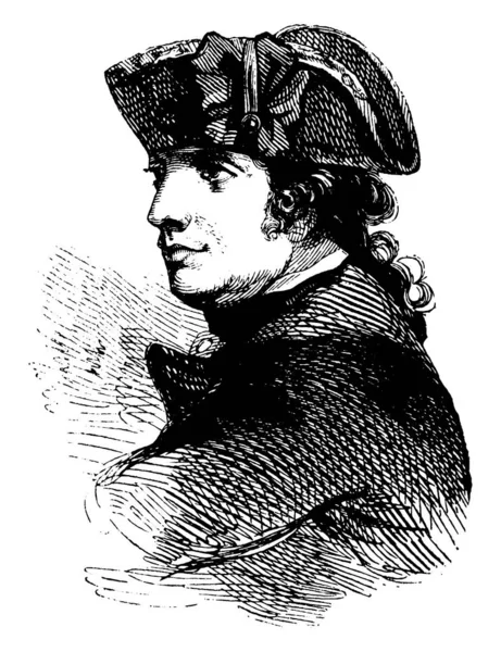 Esek 霍普金斯准将 1718 1802 在美国革命战争期间 他曾是大陆海军总司令 复古线条画或雕刻插图 — 图库矢量图片