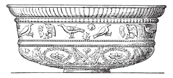 テラコッタ花瓶ヴィンテージ刻まれた図 — ストックベクタ