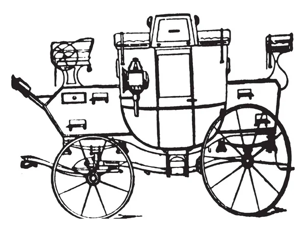 Tally Mail Coach Habituellement Fermé Chariot Quatre Roues Avec Deux — Image vectorielle