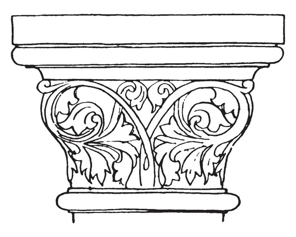 Capital Duodécimo Siglo Catedral Naumburg Templo Ilissus Cuadrado Dibujo Línea — Archivo Imágenes Vectoriales