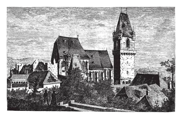 Kyrkan Perchtholdsdorf Som Kyrka Gotisk Stil Med Interiör Som Rik — Stock vektor