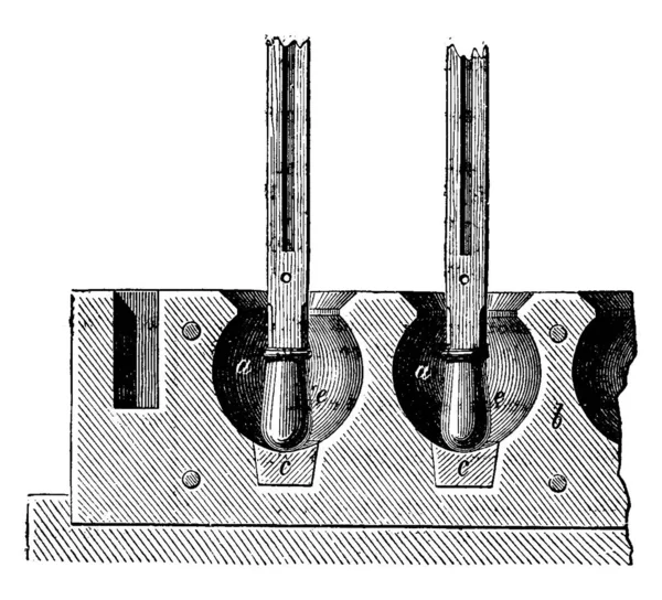 バッテリーばち状核突起 ヴィンテージには 図が刻まれています 産業百科事典 1875 — ストックベクタ