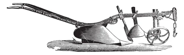 Плуг Глибокої Оранки Двох Променів Ransomes Старовинні Вигравірувано Ілюстрації Промислові — стоковий вектор