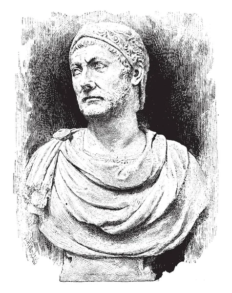 ハンニバル 247Bc 183 181 紀元前に 彼はカルタゴの総合歴史 ヴィンテージの線描画や彫刻イラストの最高軍事司令官の — ストックベクタ