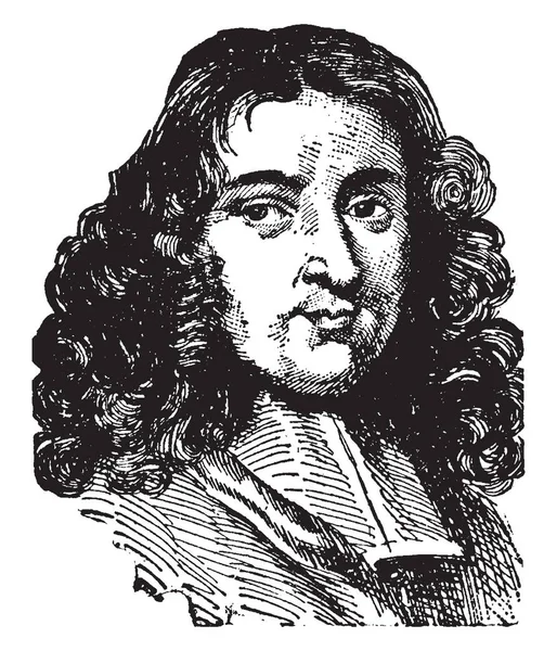 피에르 1647 1706 프랑스 철학자 개신교 유명한 빈티지 — 스톡 벡터