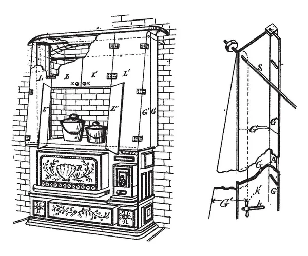 Range Ventilation Utiliza Para Hacer Circular Aire Del Exterior Interior — Vector de stock