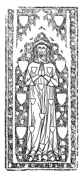 Margaret de Camoys, anıtsal pirinç 1310, vintage satır çizim veya gravür illüstrasyon
