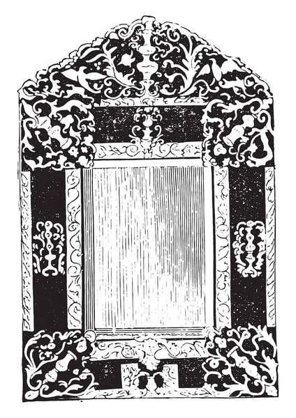 Espelho Tem Lâmpadas Latão Rebrota Século Xvii Vintage Gravada Ilustração — Vetor de Stock