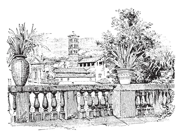 Francesca Romana Palatine Roman Architecture Vintage Line Drawing Engraving Illustration — стоковый вектор