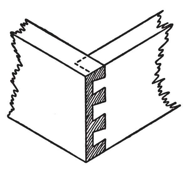 この図を表しますラップ蟻共同便利構造継手 ビンテージの線の描画や彫刻イラストであります — ストックベクタ