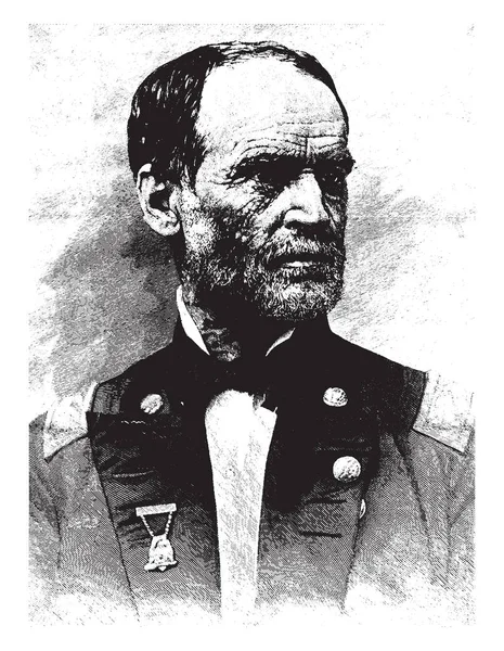William Sherman 1820 1891 Amerikalı Bir Asker Adamı Yazar Sendika — Stok Vektör