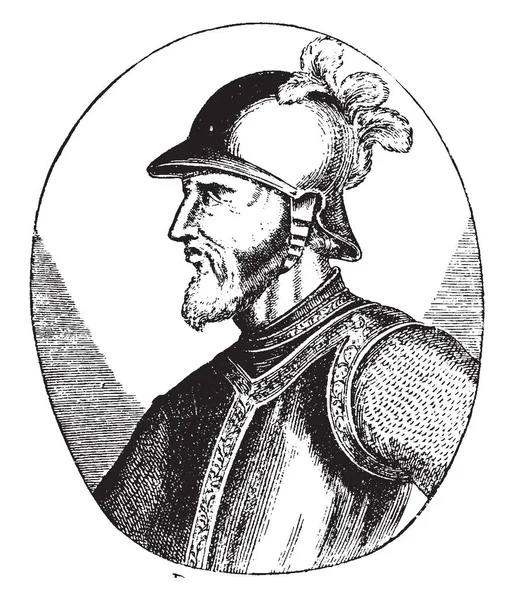Bartholomew Columbus, c. 1461-1515, İtalyan kaşif Cenova, vintage çizgi çizme veya oyma illüstrasyon yapıldı.
