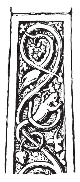 Motif Entrelacé Une Croix Celtique Ruthwell Dessin Ligne Vintage Illustration — Image vectorielle