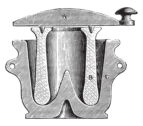 Mortel Vintage Gegraveerd Illustratie Industriële Encyclopedie Lami 1875 — Stockvector