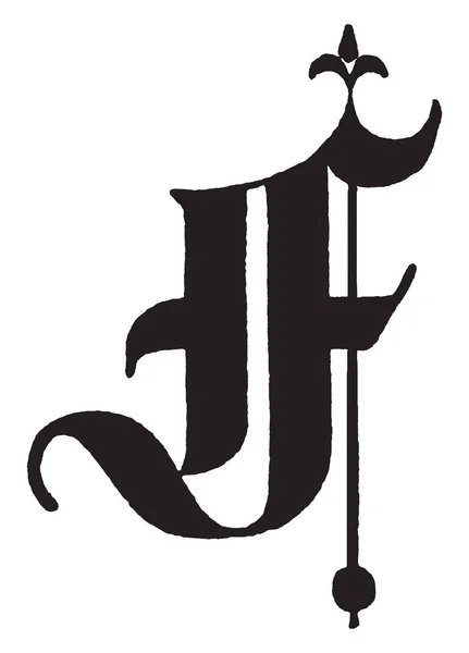 Старая Английская Буква Заголовок Текста Рисунок Винтажной Линии Гравировка Иллюстрации — стоковый вектор