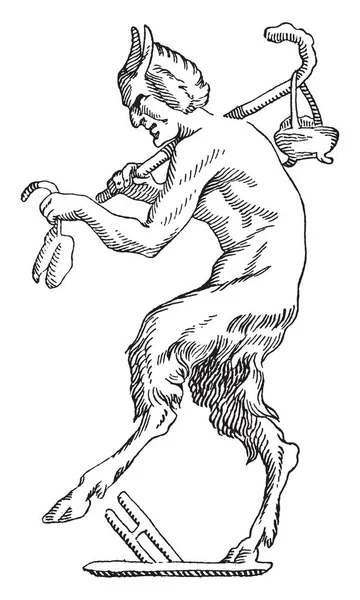 Ancient Statue Satyr Satyrs Savage Creatures Half Part Man Half — Stock Vector