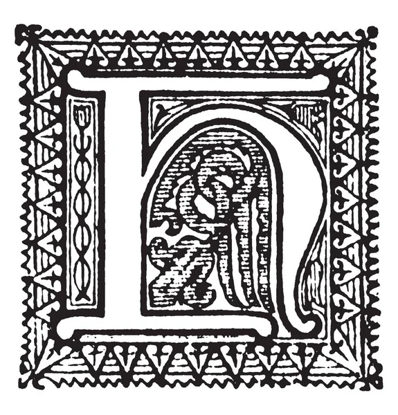 装饰性字母 复古线条画或雕刻插图 — 图库矢量图片