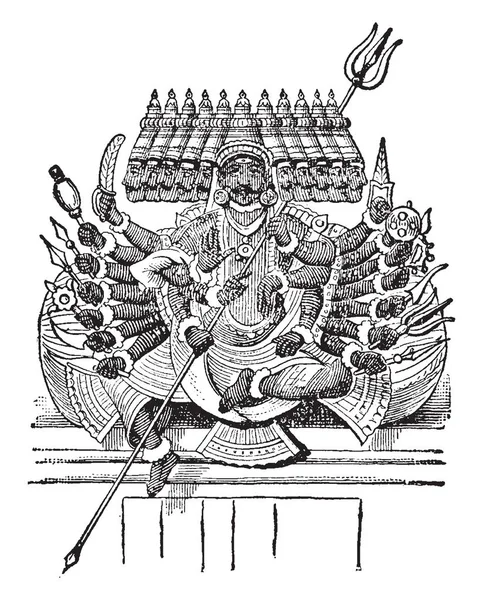 Esta Imagen Ravana Tiene Caras Manos Dice Ramayana Que Ravana — Archivo Imágenes Vectoriales