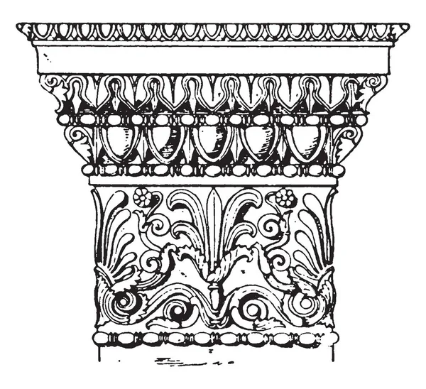Grec Doric Pilaster Capitale Abaque Antique Grecque Athènes Capitale Oeuf — Image vectorielle